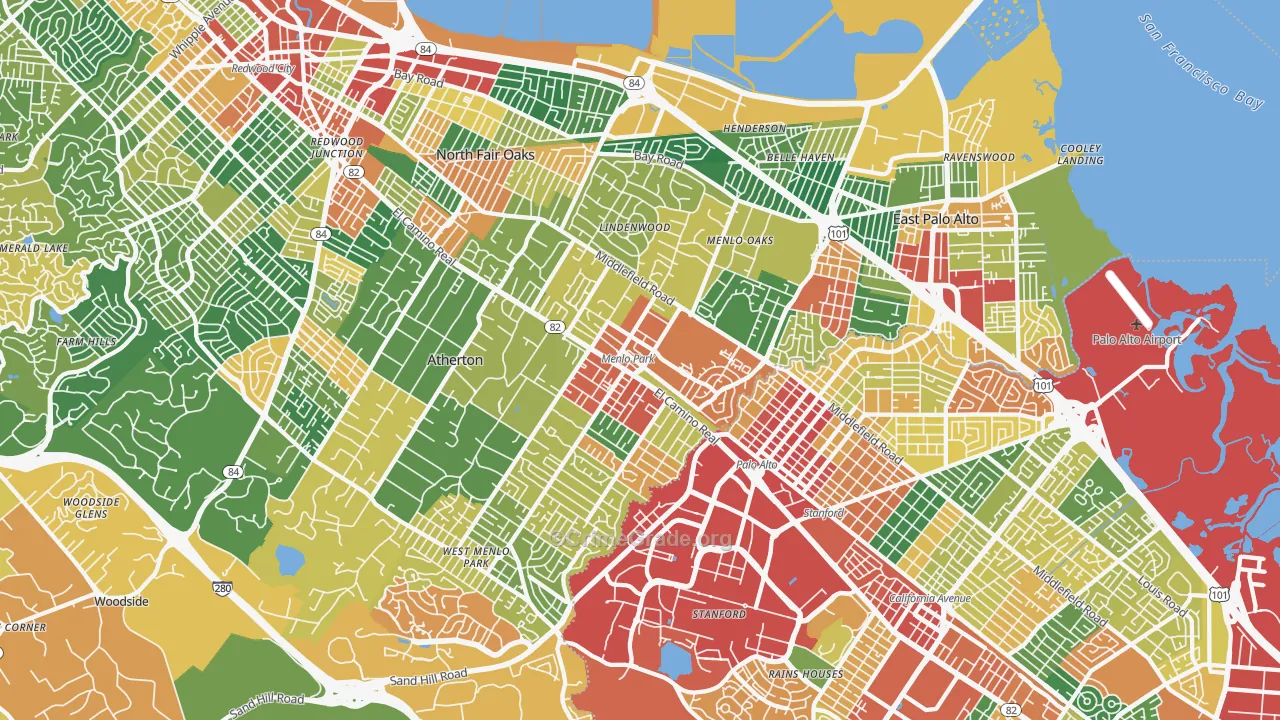 94025, CA Map of Theft Rates