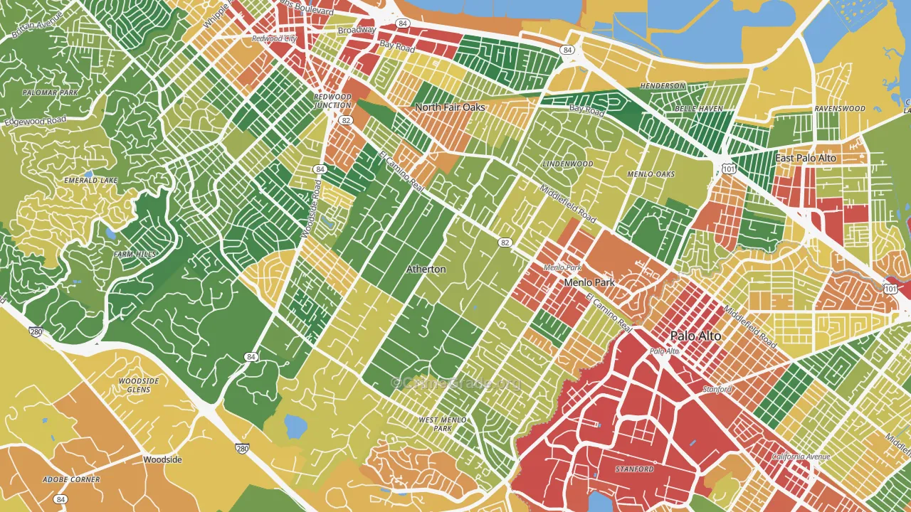94027, CA Map of Theft Rates