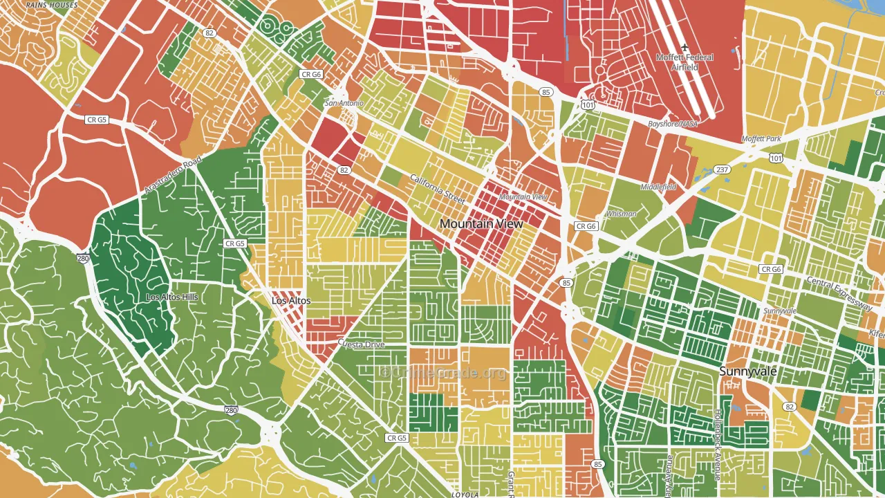 94040, CA Map of Theft Rates