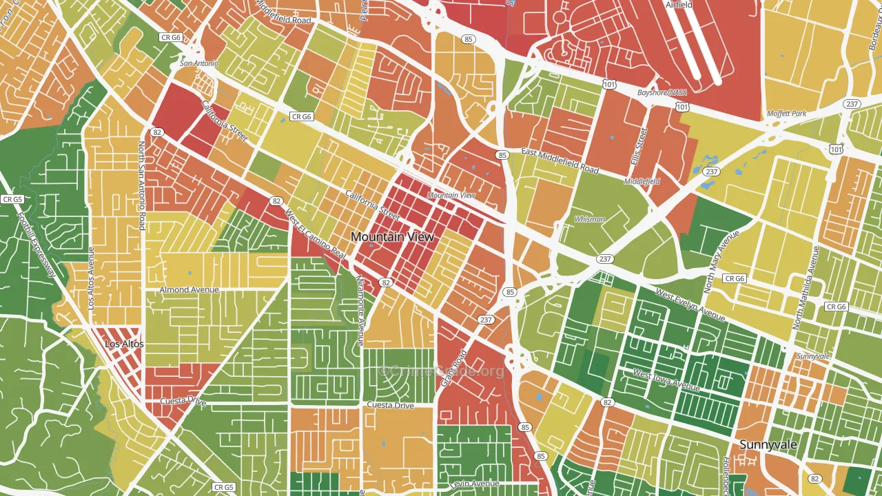 94041, CA Map of Theft Rates