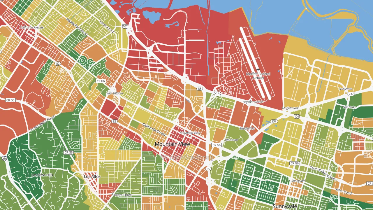 94043, CA Map of Theft Rates