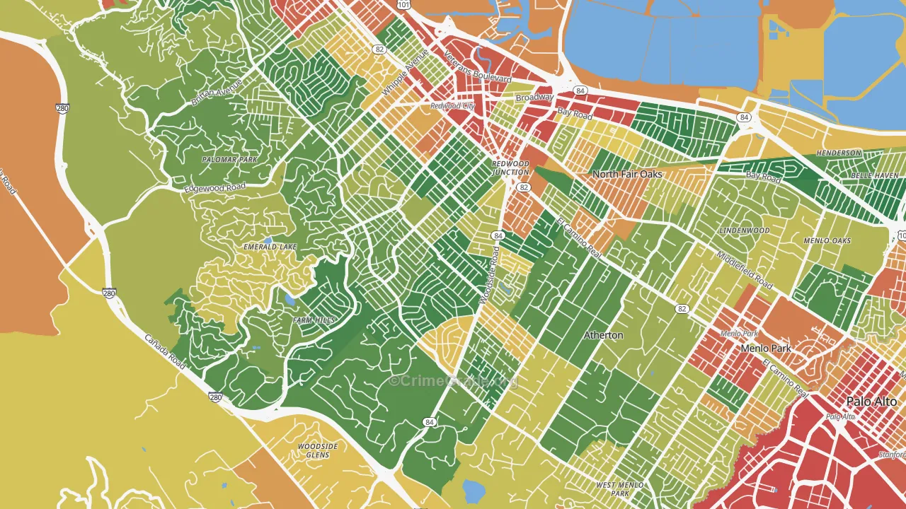 94061, CA Map of Theft Rates