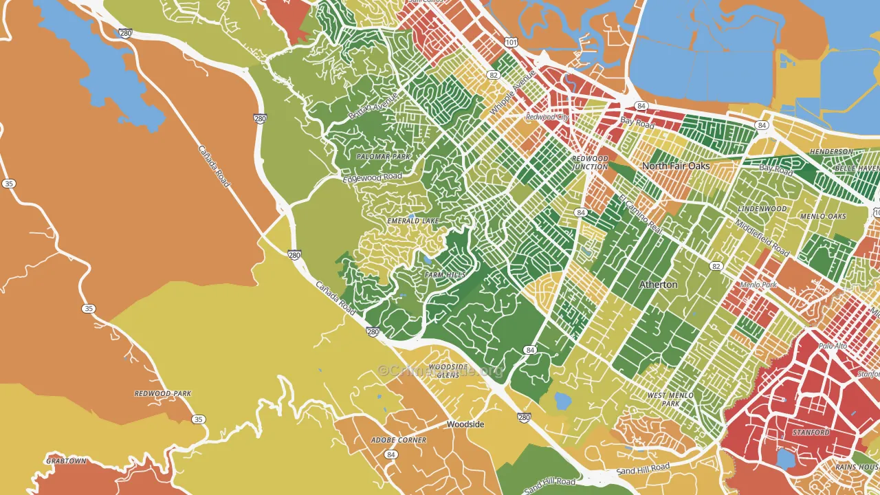 94062, CA Map of Theft Rates