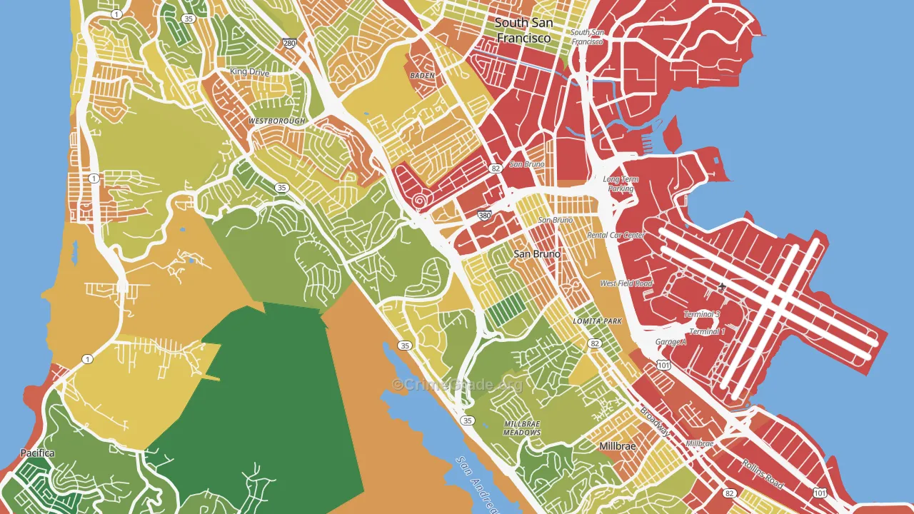 94066, CA Map of Theft Rates