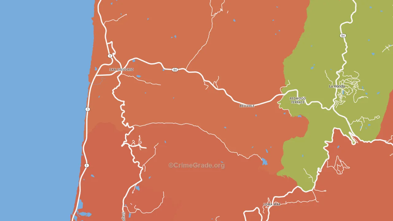 94074, CA Map of Theft Rates