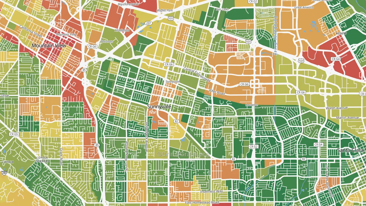 94086, CA Map of Theft Rates