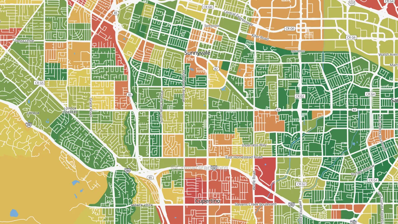 94087, CA Map of Theft Rates