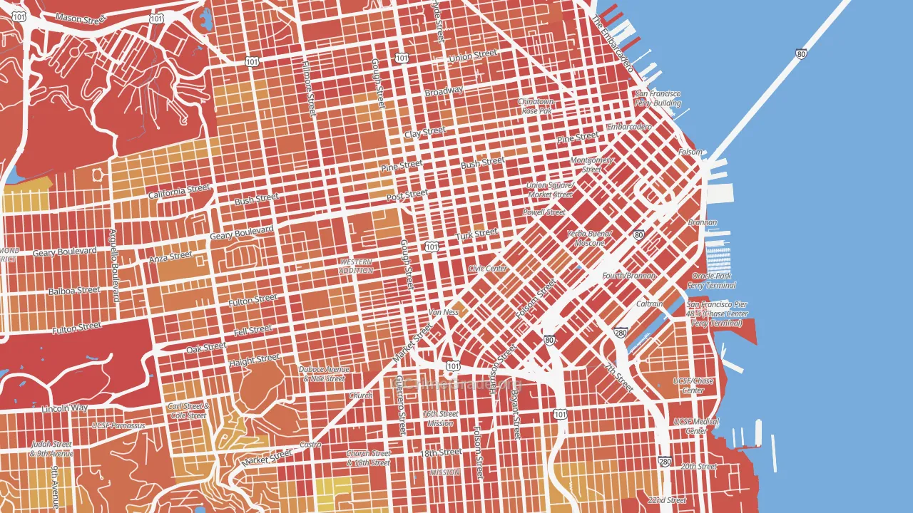 94102, CA Map of Theft Rates