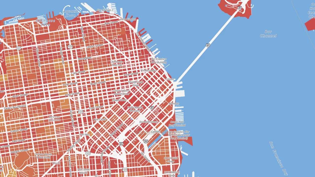 94105, CA Map of Theft Rates