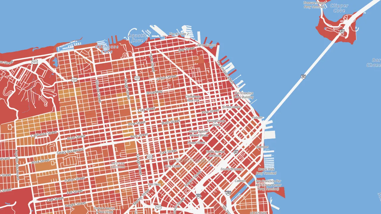 94108, CA Map of Theft Rates