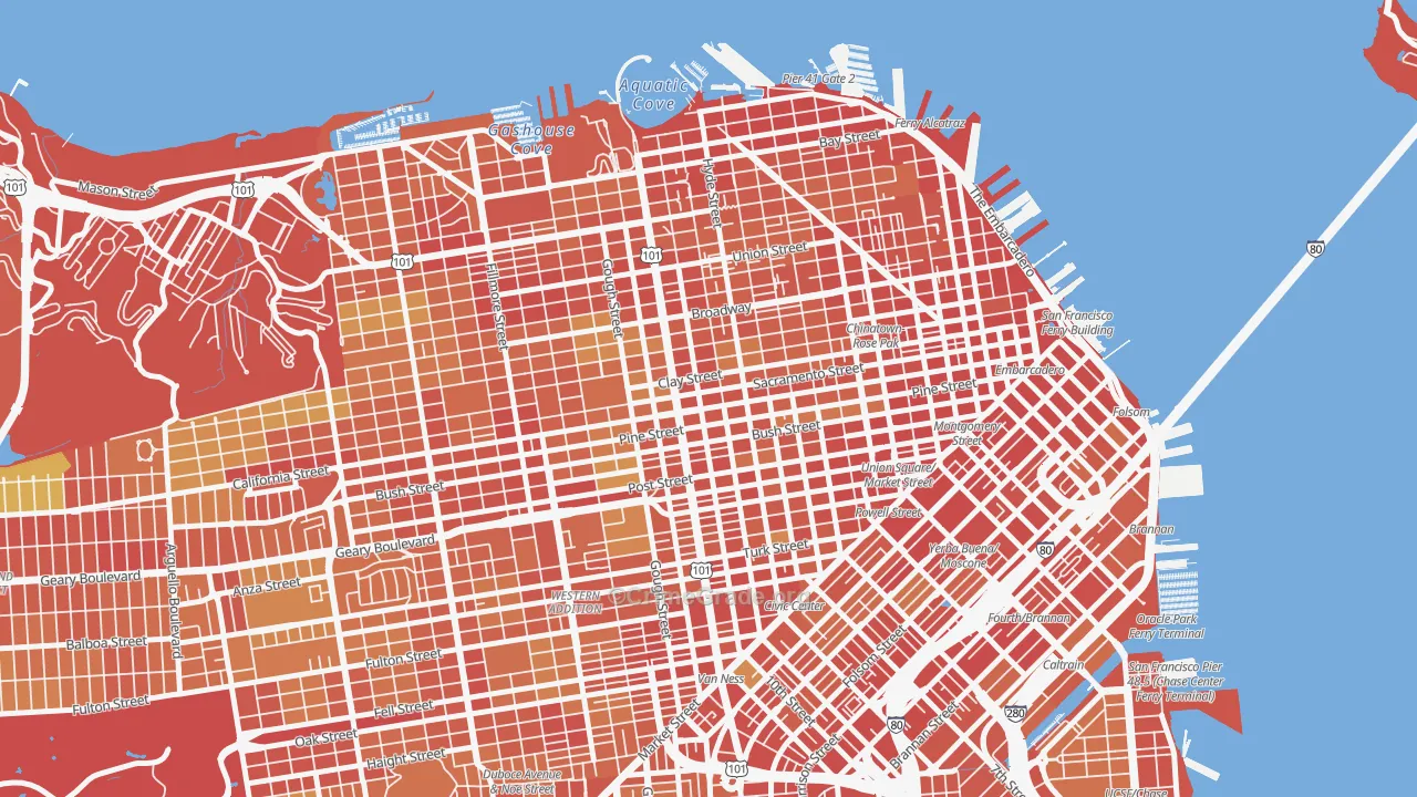 94109, CA Map of Theft Rates