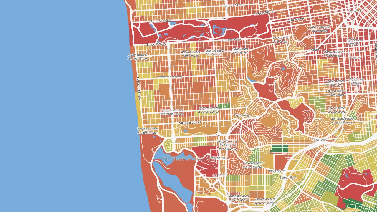 94116, CA Map of Theft Rates