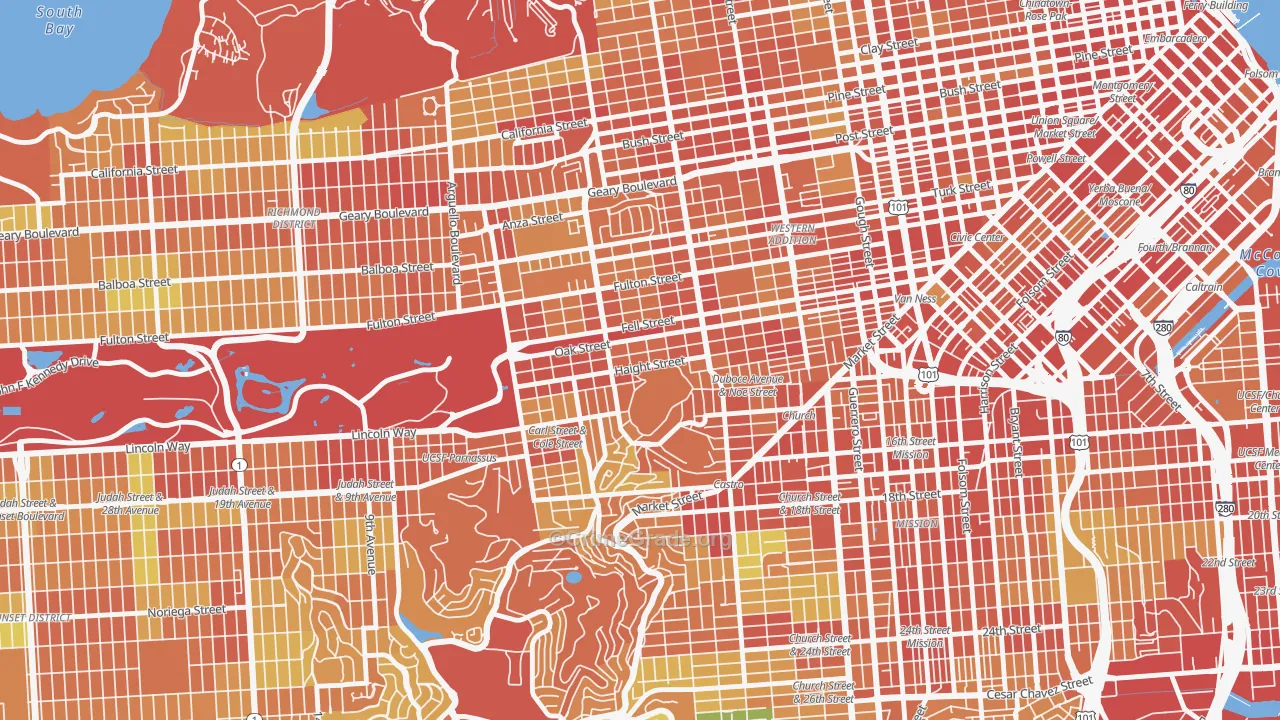 94117, CA Map of Theft Rates