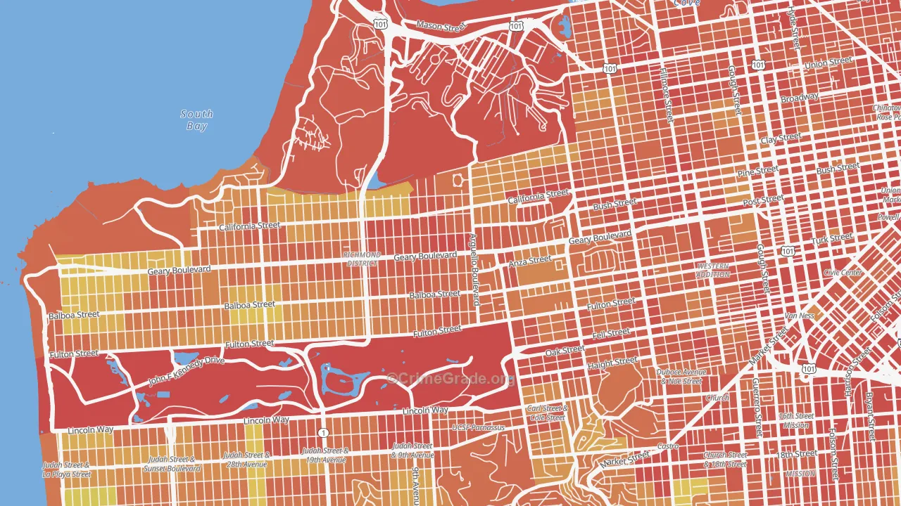 94118, CA Map of Theft Rates
