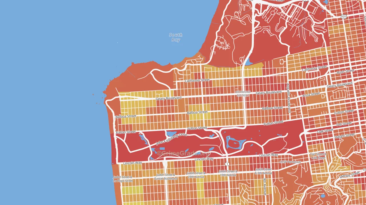 94121, CA Map of Theft Rates