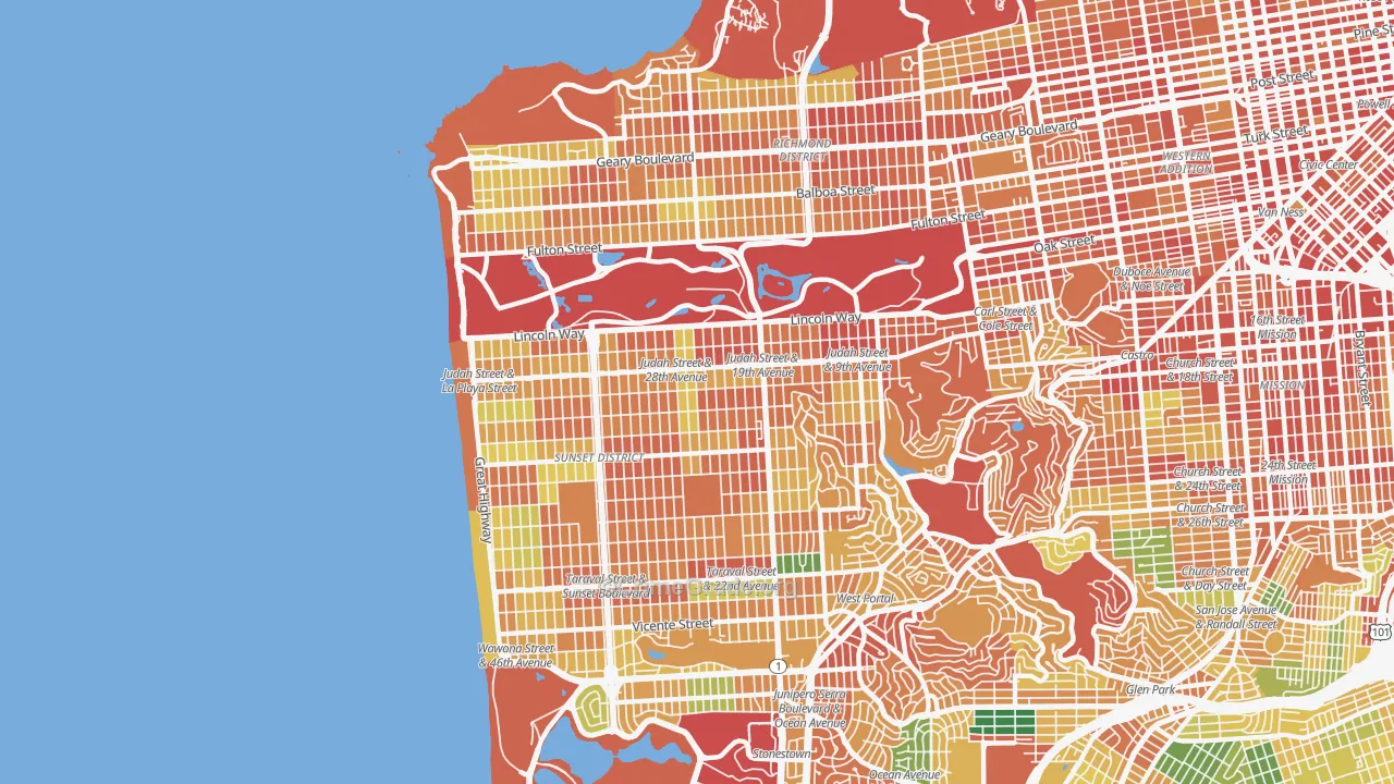 94122, CA Map of Theft Rates