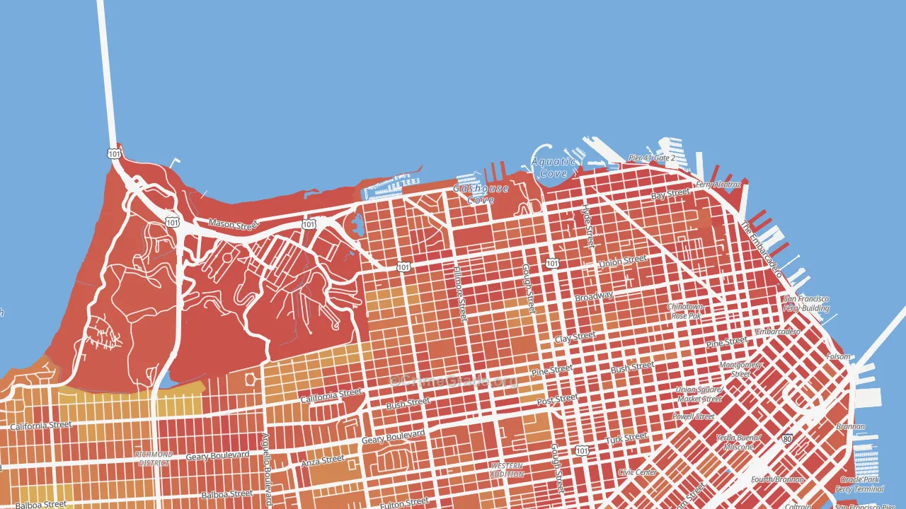 94123, CA Map of Theft Rates