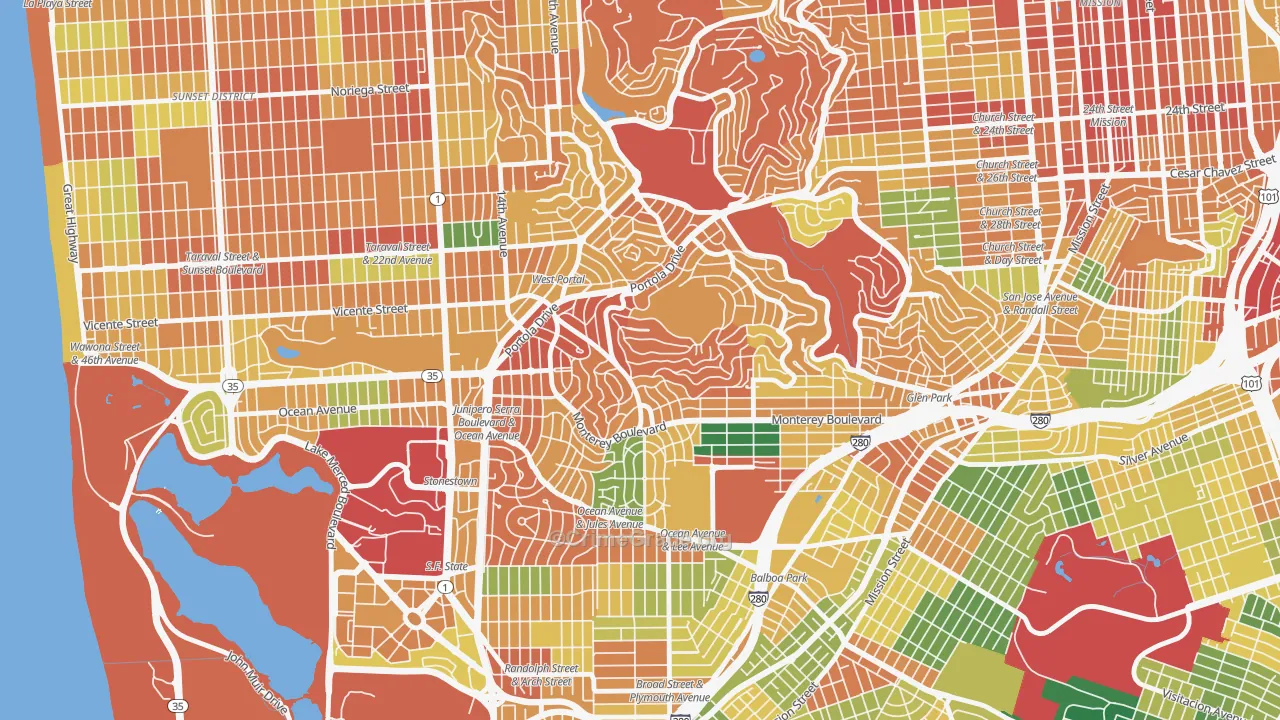 94127, CA Map of Theft Rates