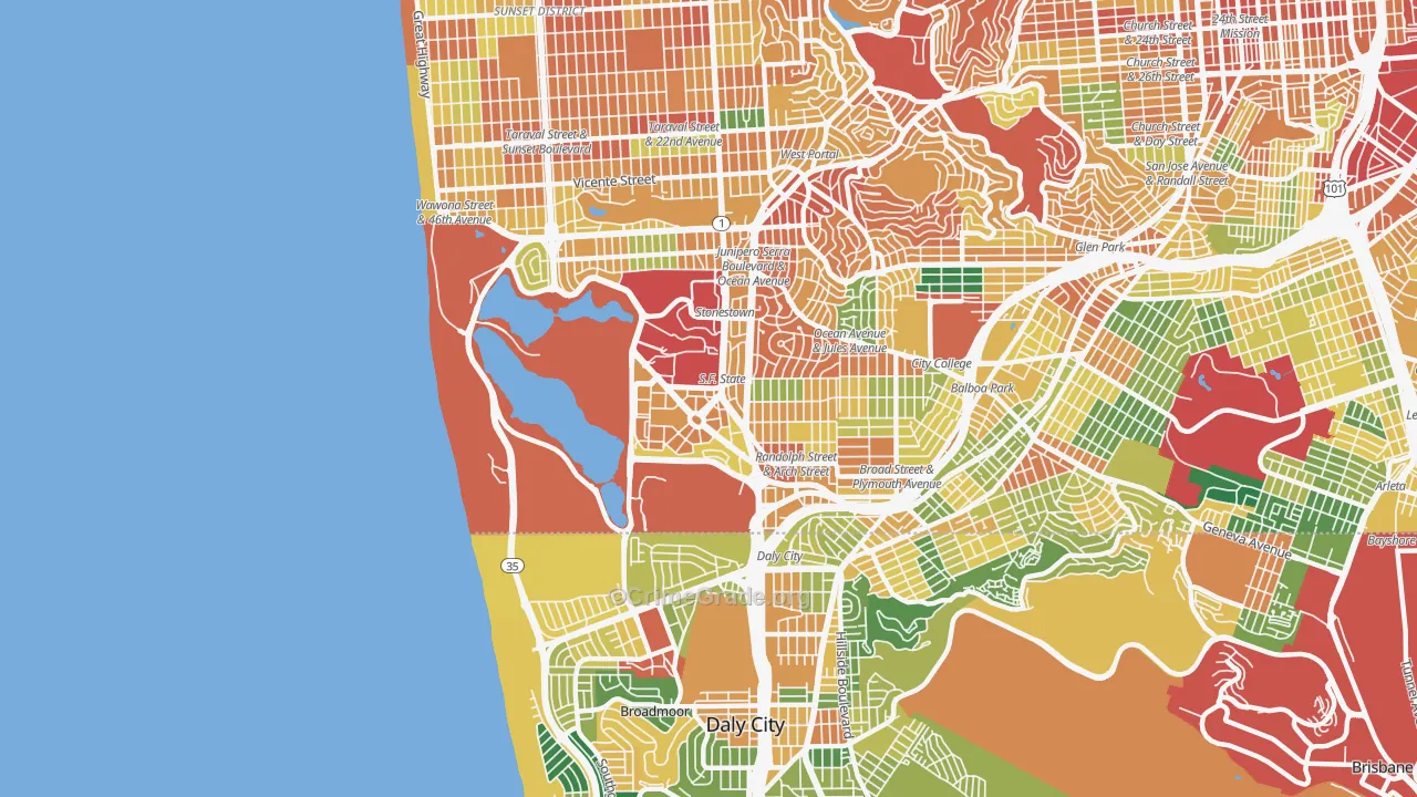 94132, CA Map of Theft Rates