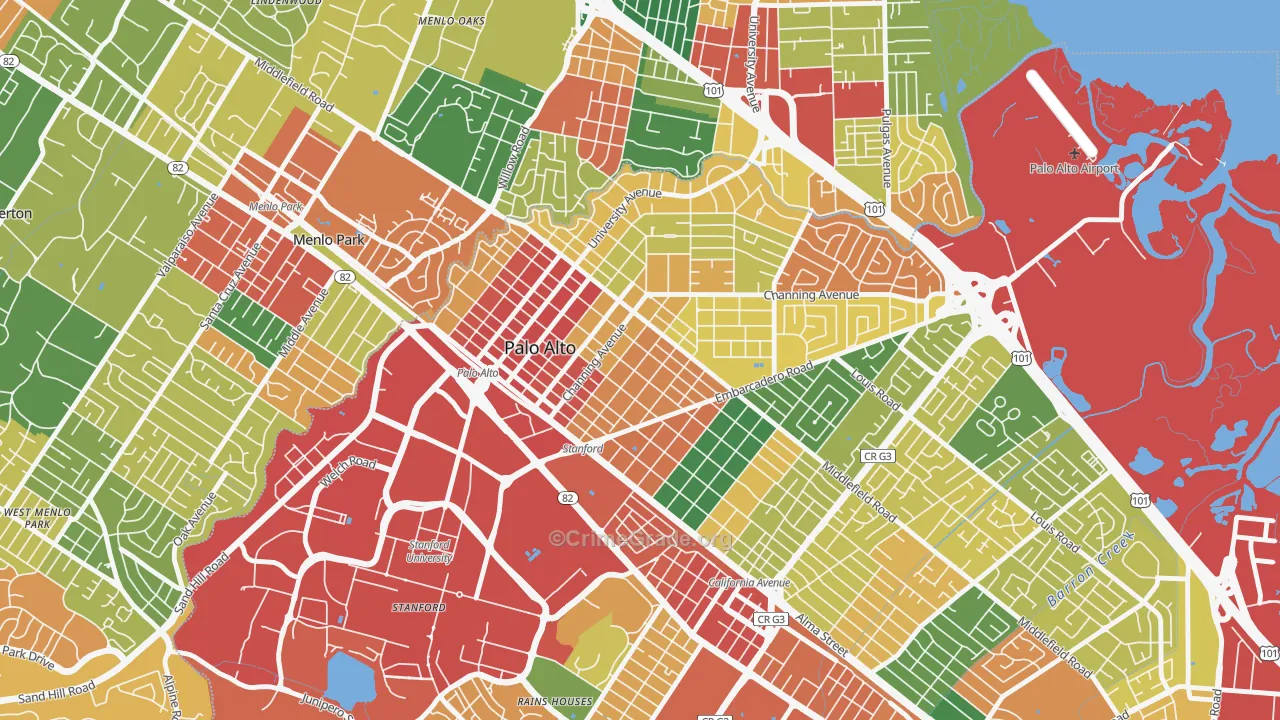 94301, CA Map of Theft Rates