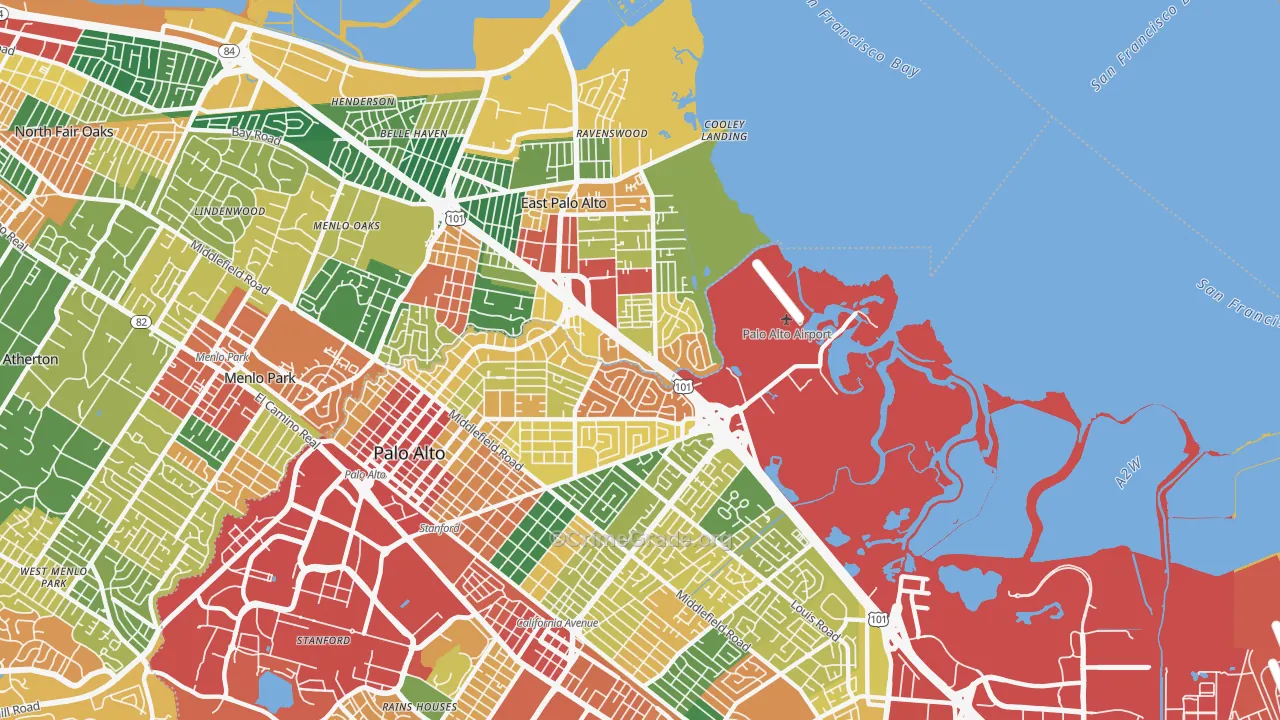 94303, CA Map of Theft Rates