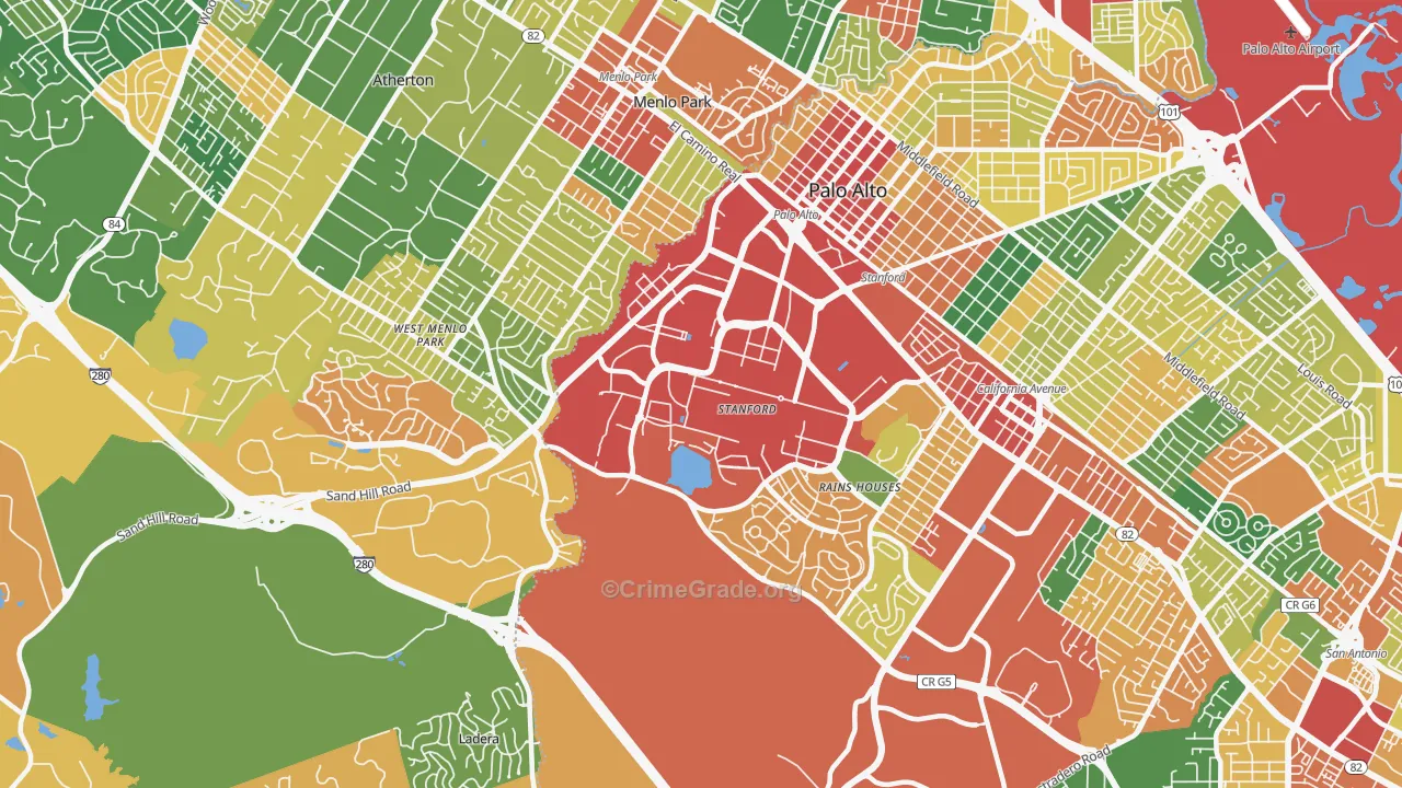 94304, CA Map of Theft Rates