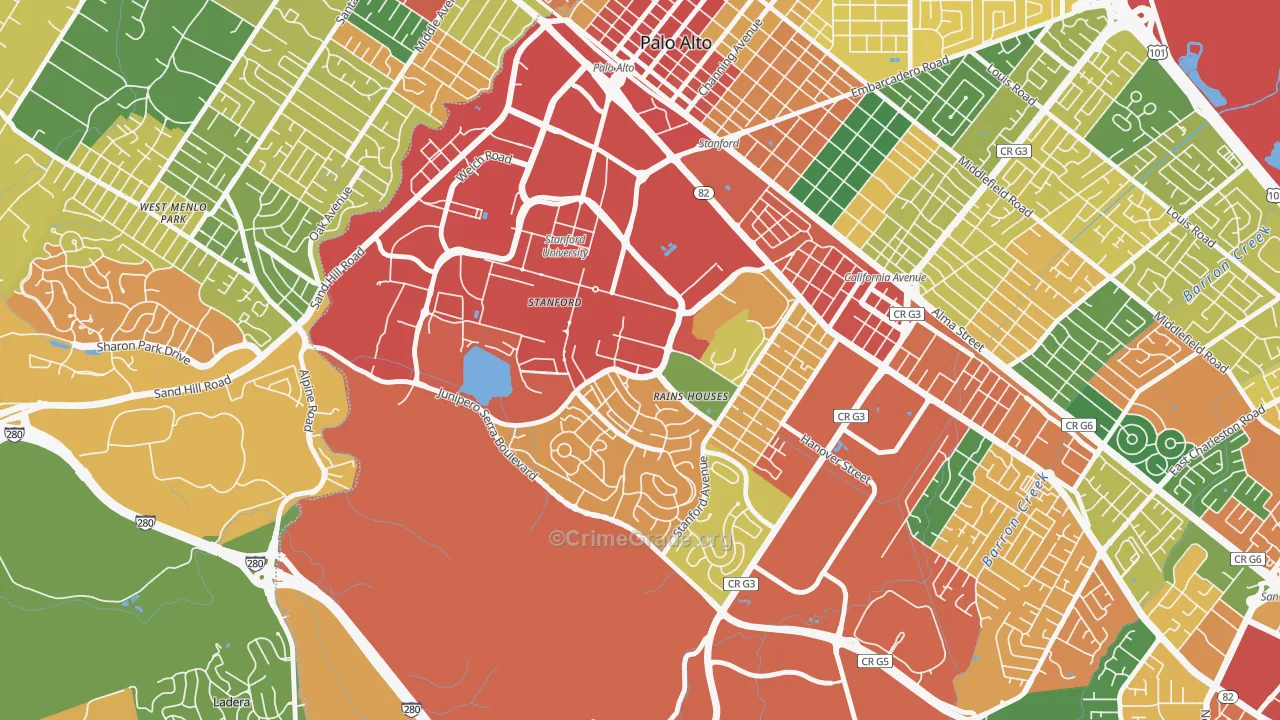 94305, CA Map of Theft Rates