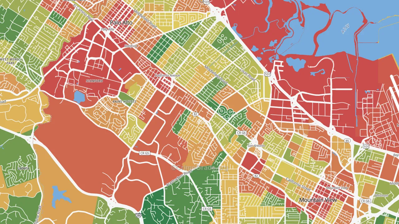 94306, CA Map of Theft Rates