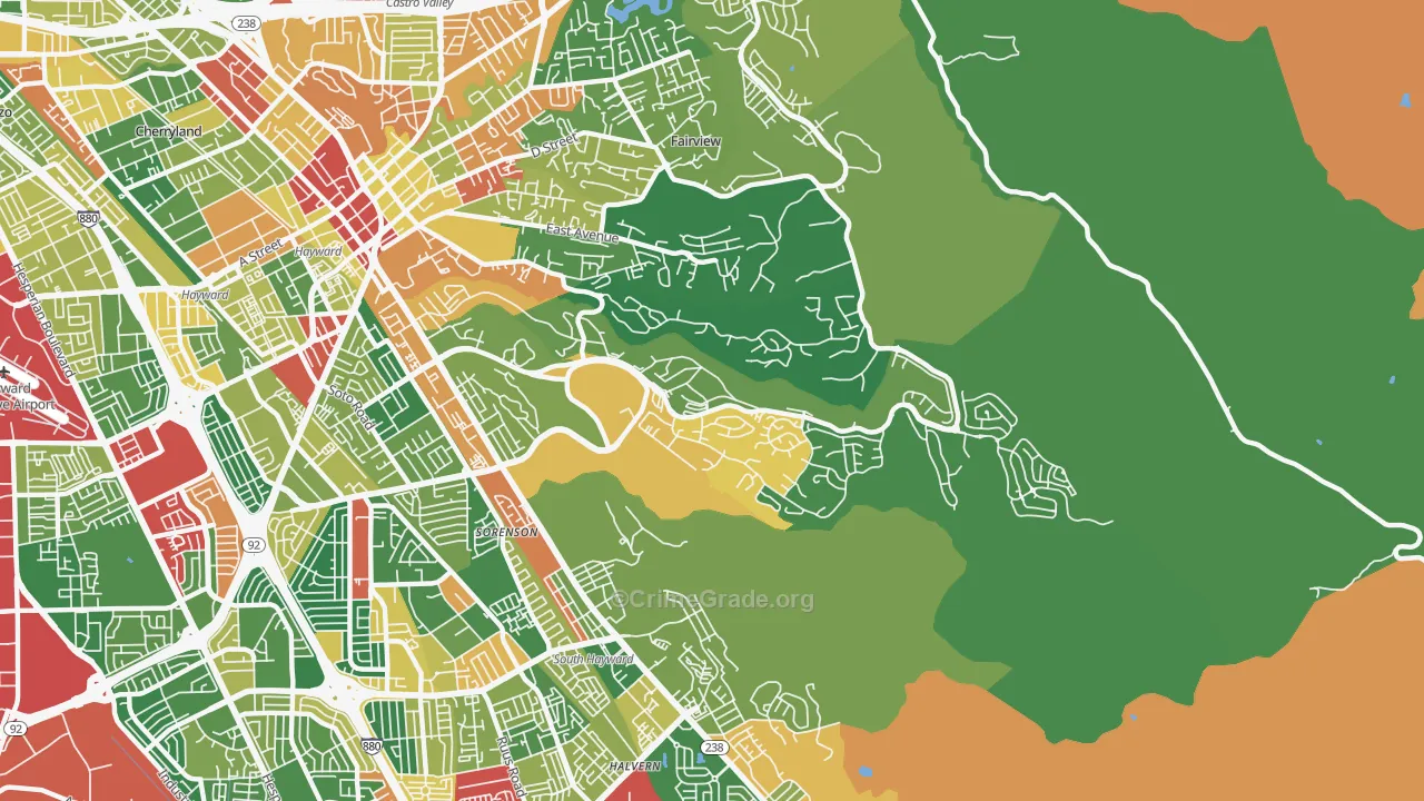 94542, CA Map of Theft Rates