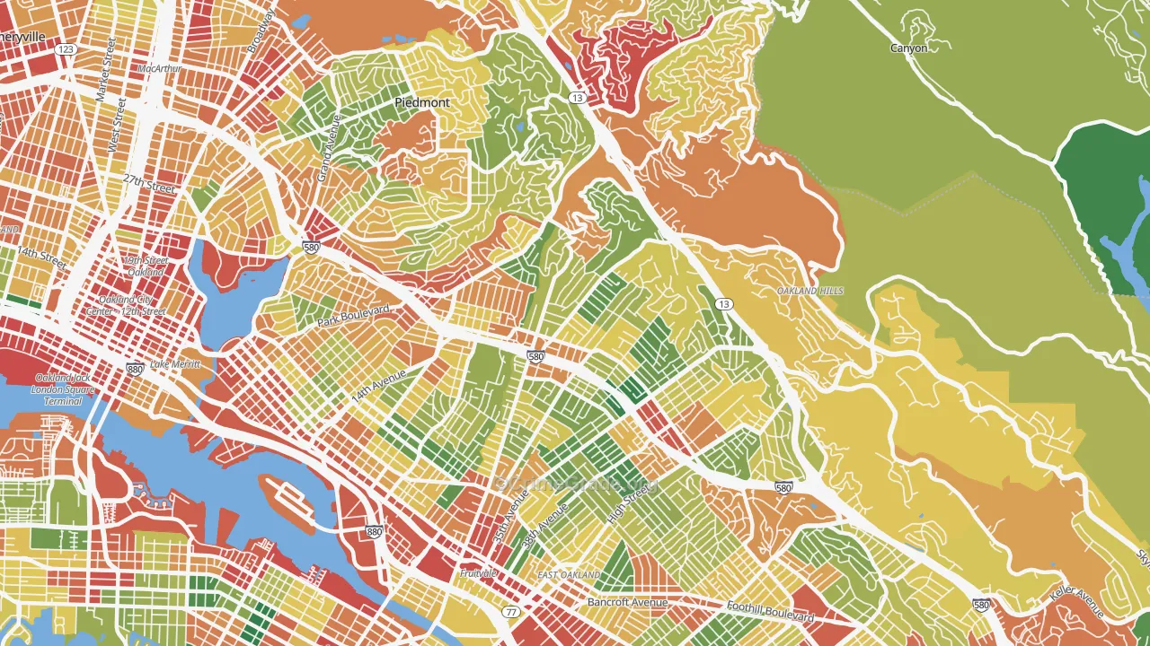 94602, CA Map of Theft Rates