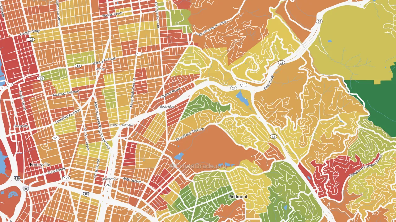94618, CA Map of Theft Rates