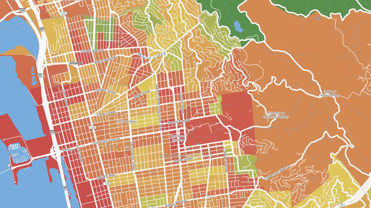 94709, CA Map of Theft Rates
