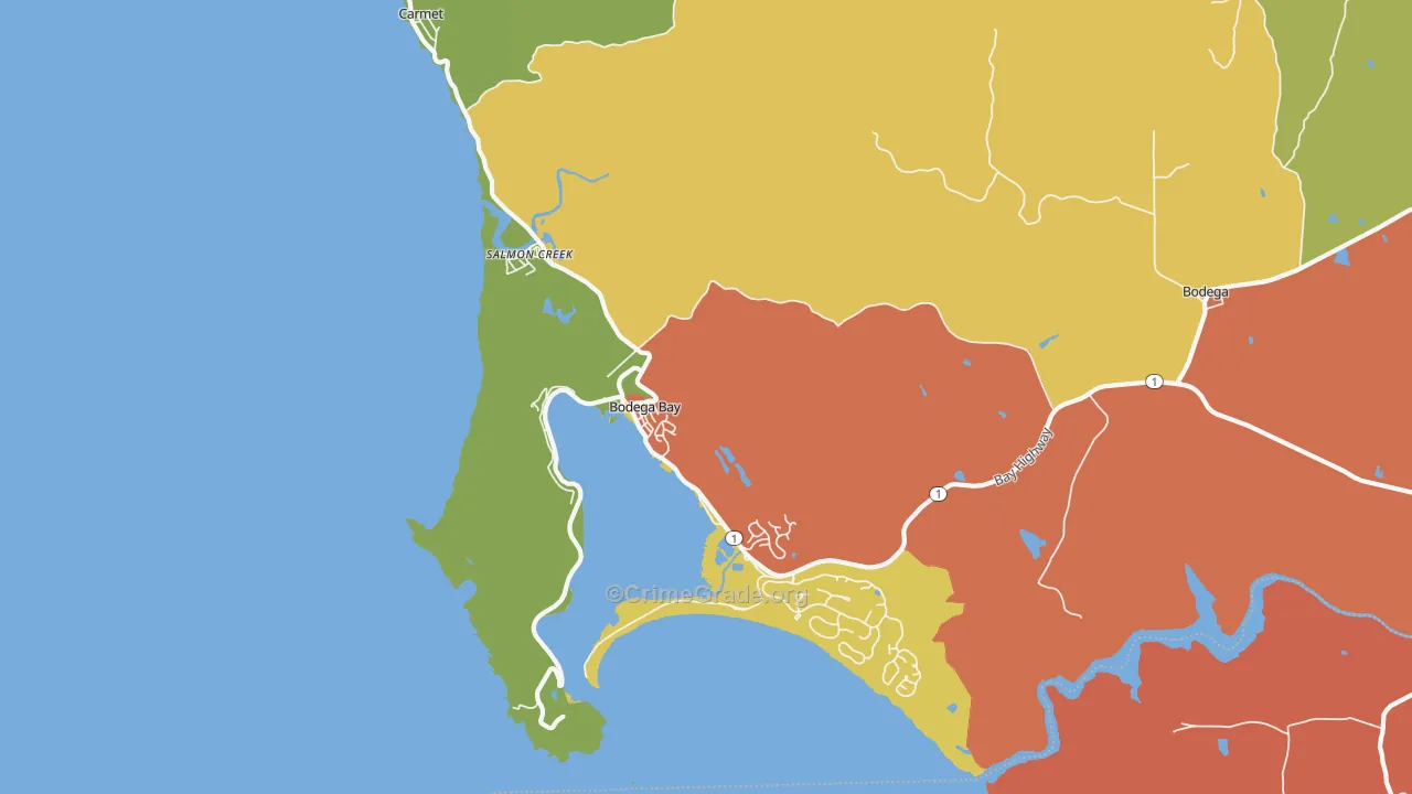 94923, CA Map of Theft Rates