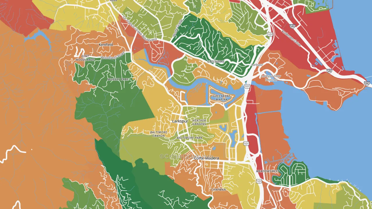 94939, CA Map of Theft Rates