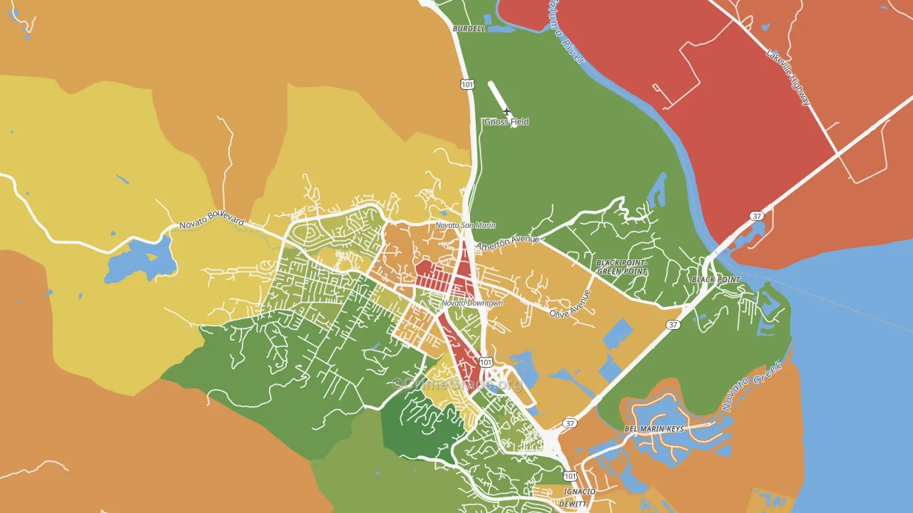 94945, CA Map of Theft Rates