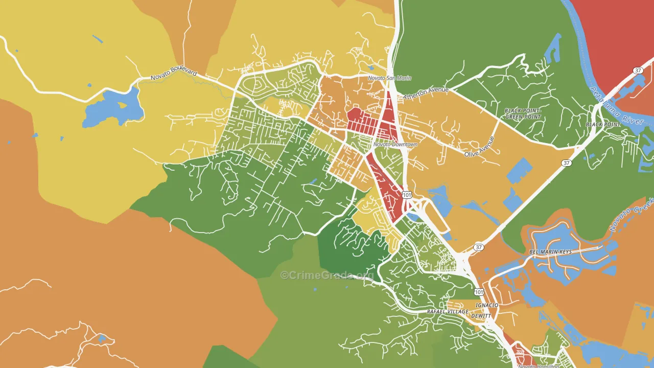 94947, CA Map of Theft Rates