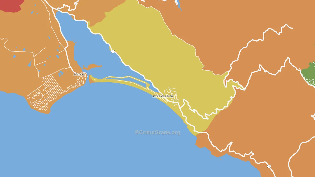 94970, CA Map of Theft Rates