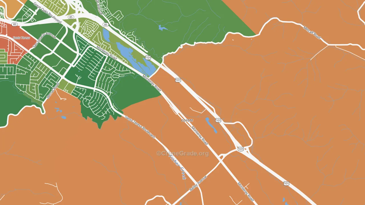 95013, CA Map of Theft Rates