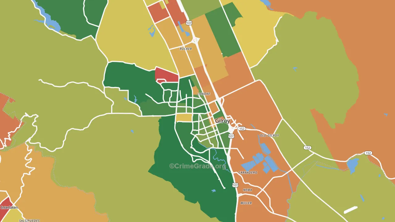95020, CA Map of Theft Rates
