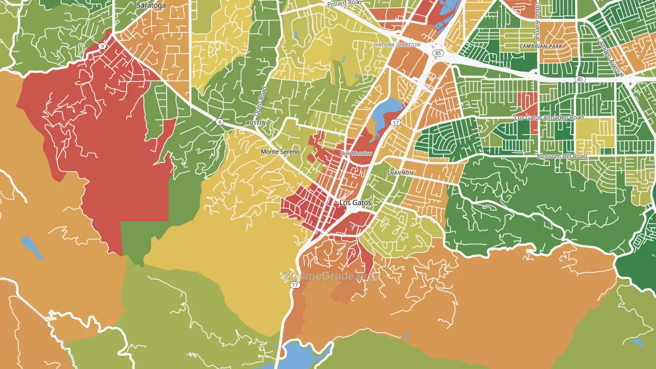 95030, CA Map of Theft Rates