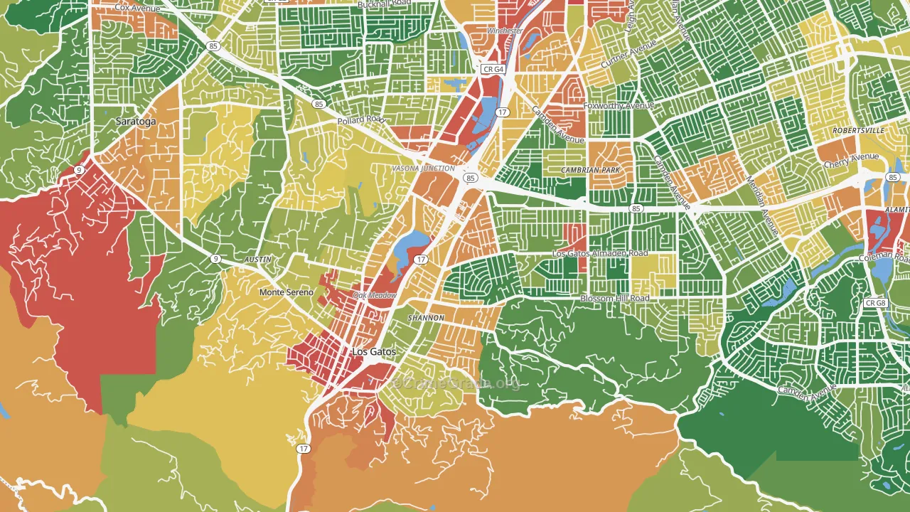 95032, CA Map of Theft Rates