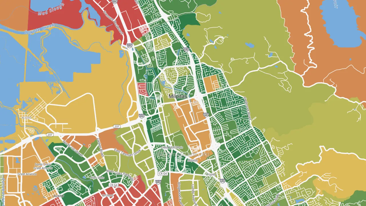 95035, CA Map of Theft Rates