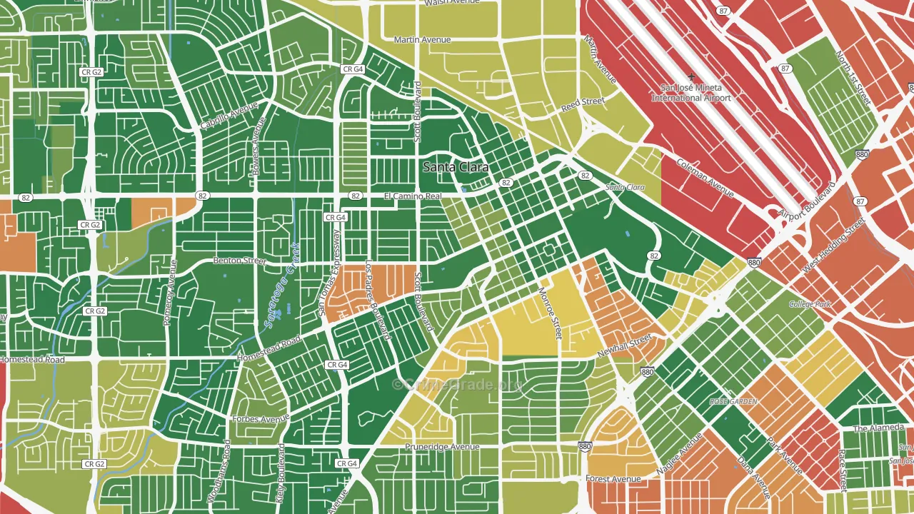95050, CA Map of Theft Rates