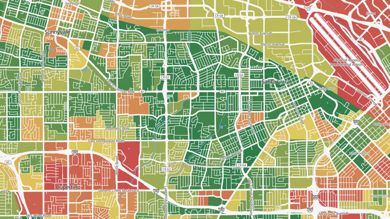 95051, CA Map of Theft Rates