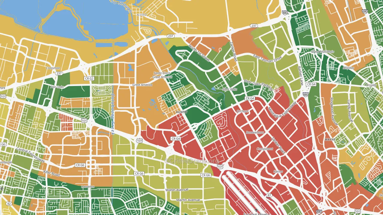 95054, CA Map of Theft Rates