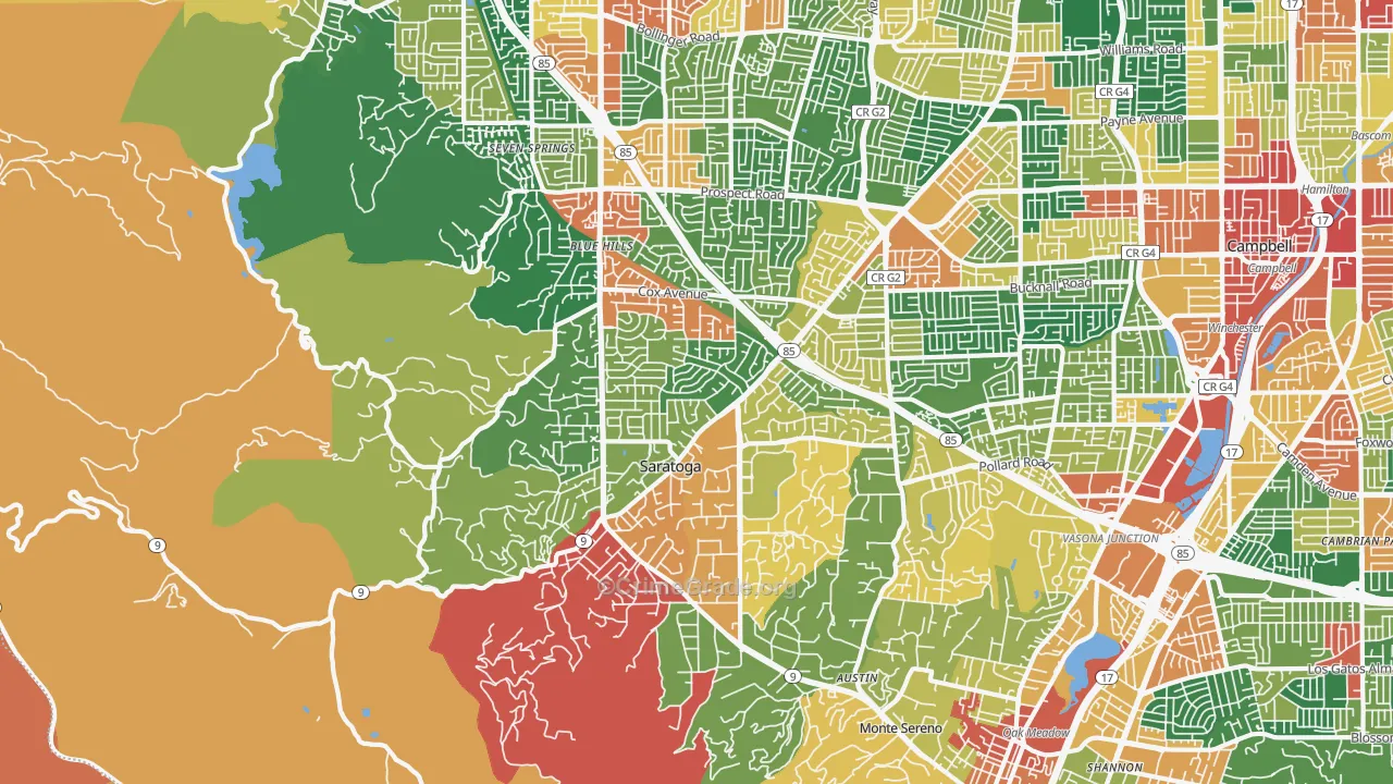95070, CA Map of Theft Rates