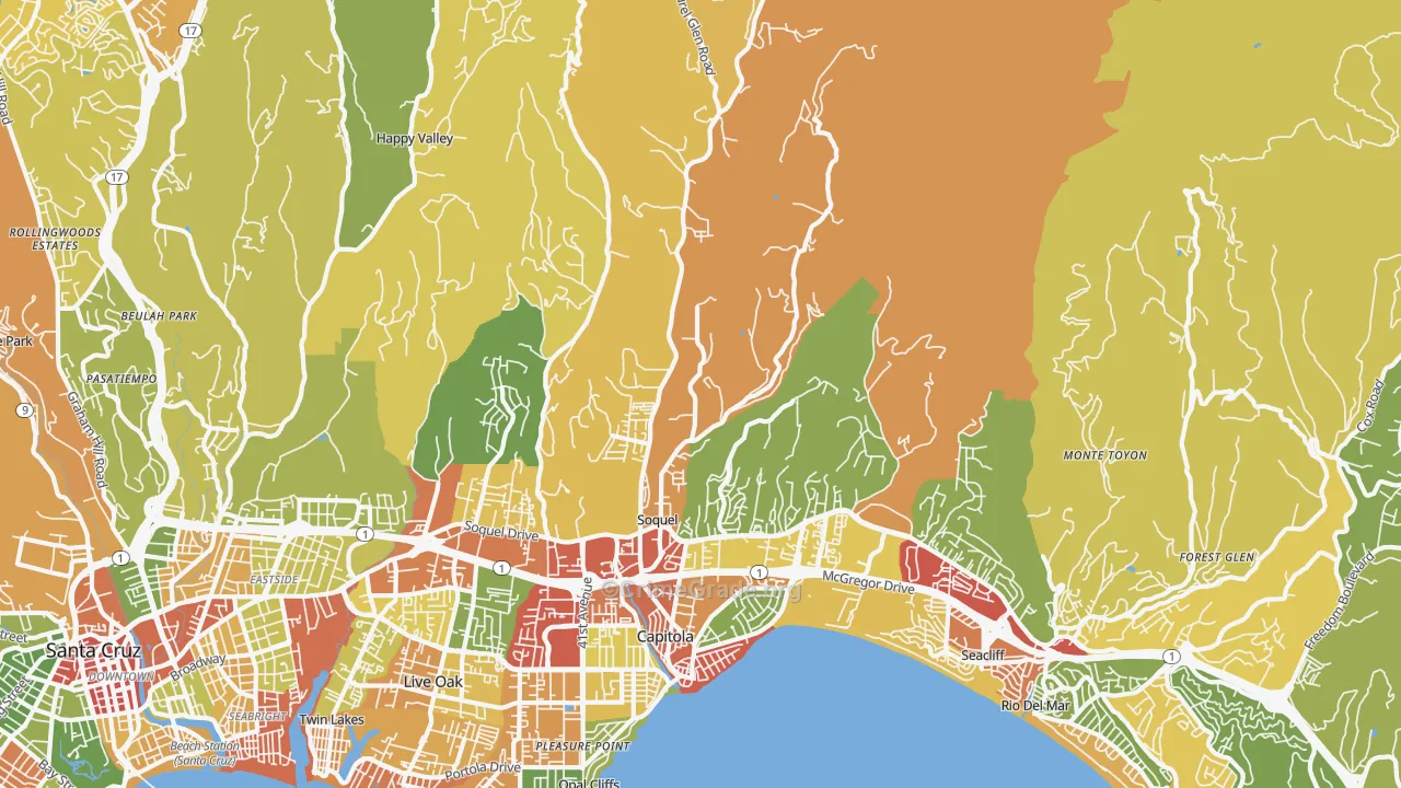 95073, CA Map of Theft Rates