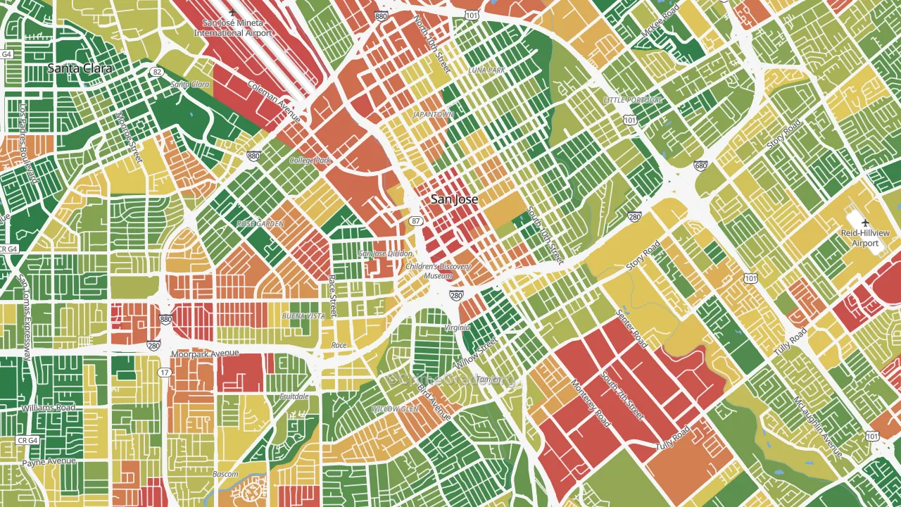 95110, CA Map of Theft Rates