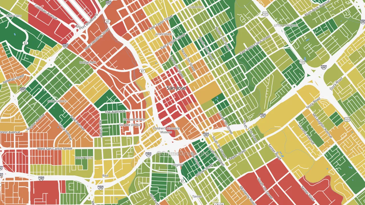 95113, CA Map of Theft Rates