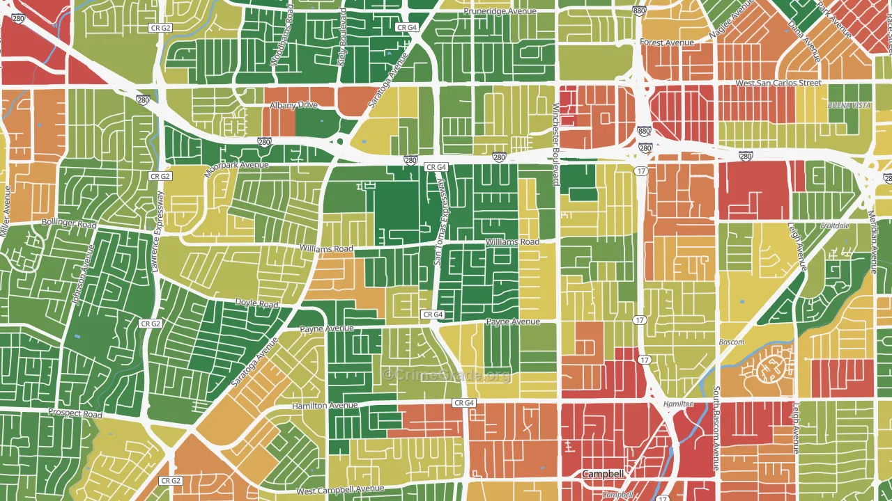 95117, CA Map of Theft Rates